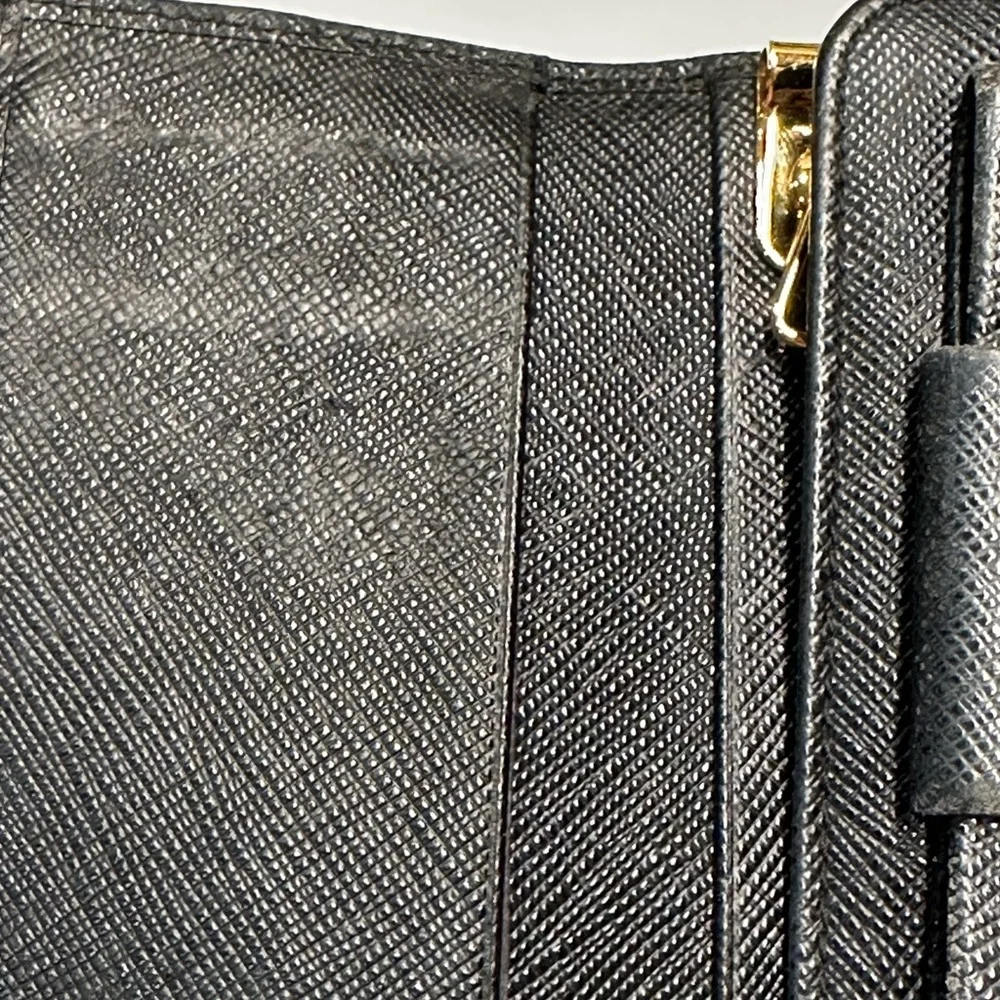 Prada Black Leather Card Wallet Key Holder